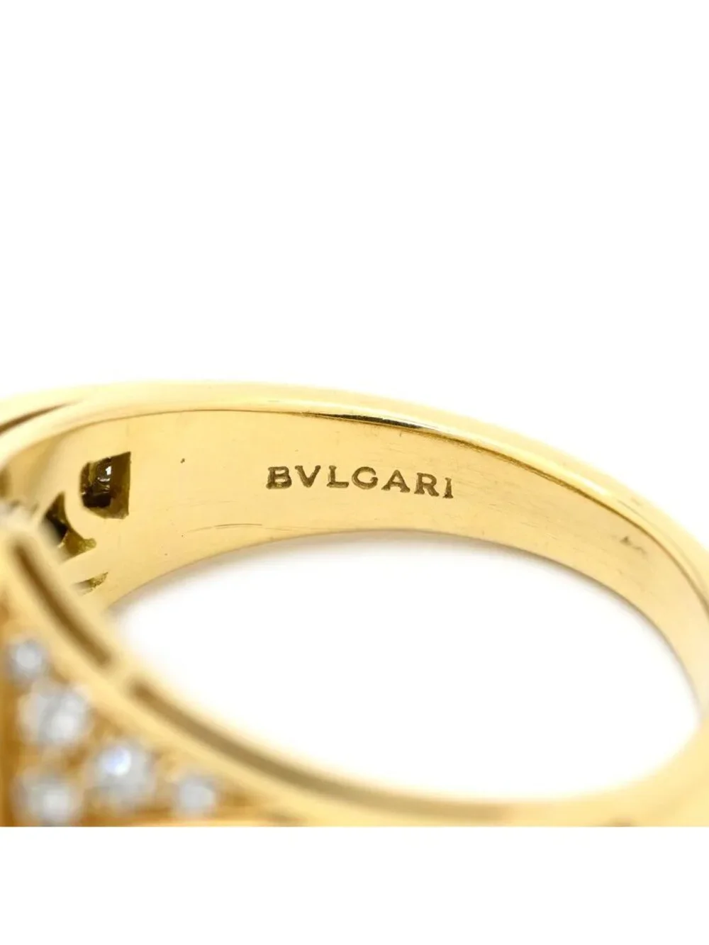 Bvlgari Ring Naturalia Diamond White Gold 18k Pave Colored Stone Black